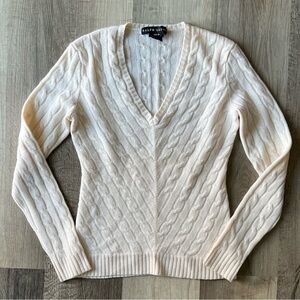 Ralph Lauren Black Label 100% Cashmere V-Neck Slim Fit Knit Sweater Size Small